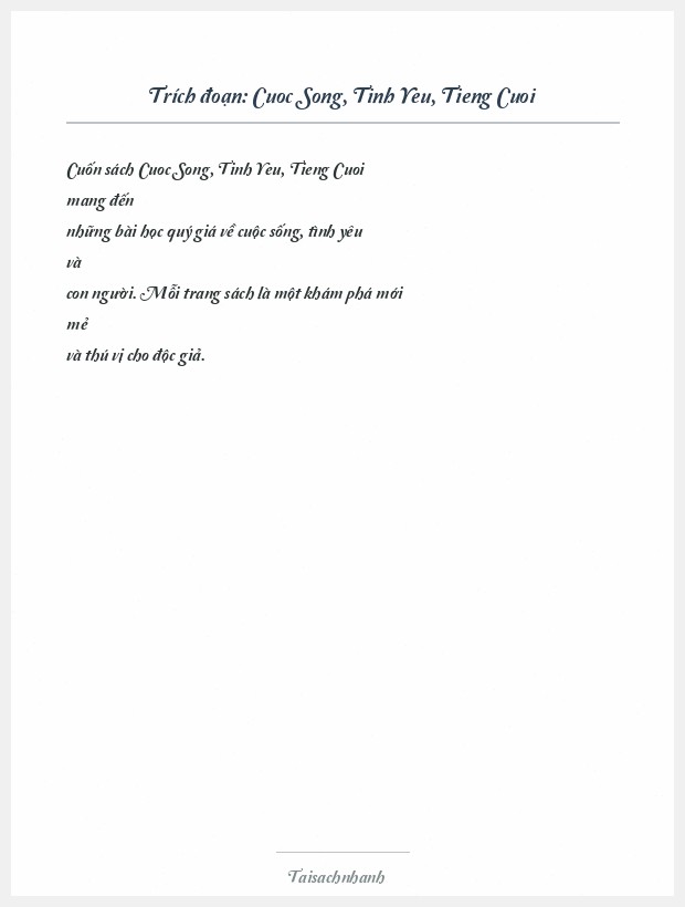 Trích đoạn Cuoc Song, Tinh Yeu, Tieng Cuoi