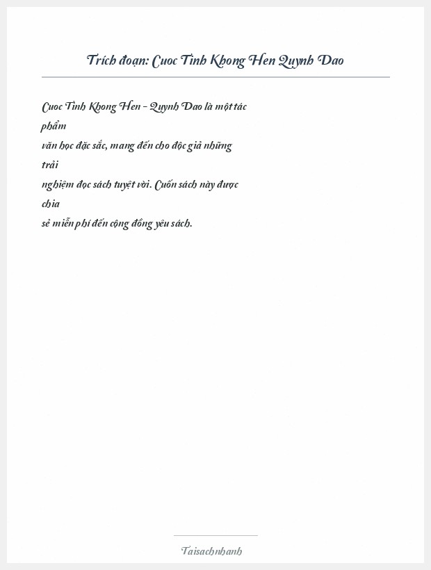 Trích đoạn Cuoc Tinh Khong Hen Quynh Dao
