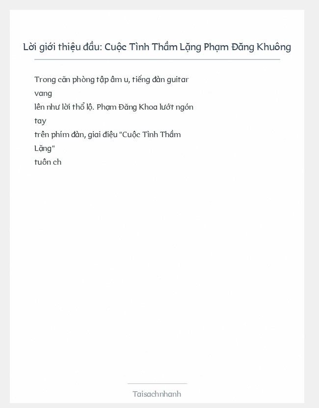 Trích đoạn Cuộc Tình Thầm Lặng Phạm Đăng Khuông