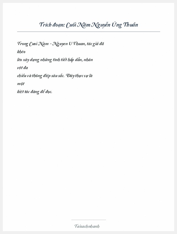 Trích đoạn Cuối Năm Nguyễn Ứng Thuần