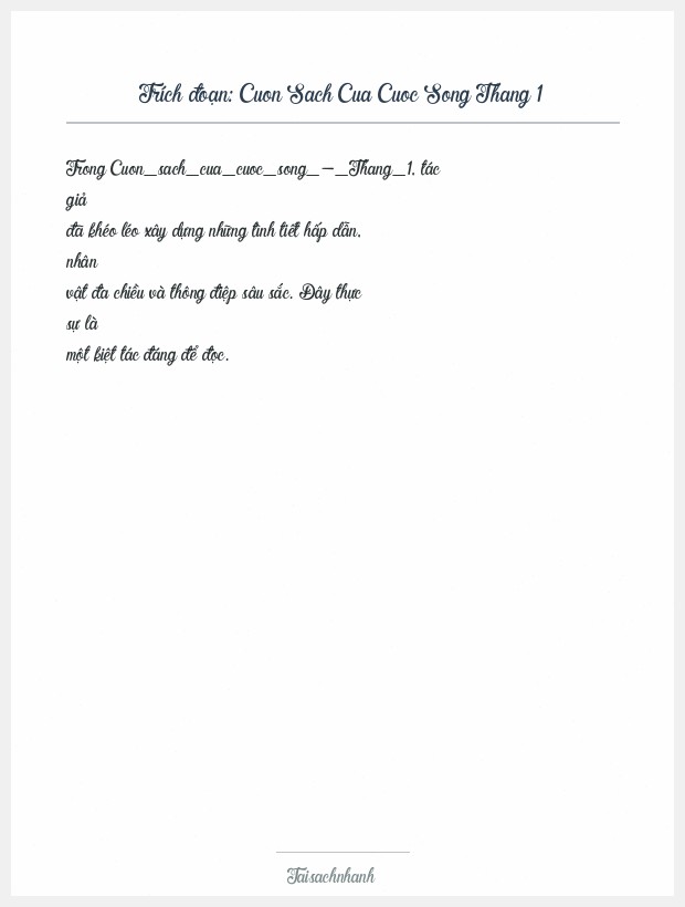 Trích đoạn Cuon Sach Cua Cuoc Song Thang 1
