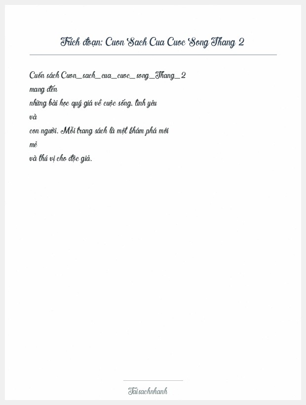 Trích đoạn Cuon Sach Cua Cuoc Song Thang 2