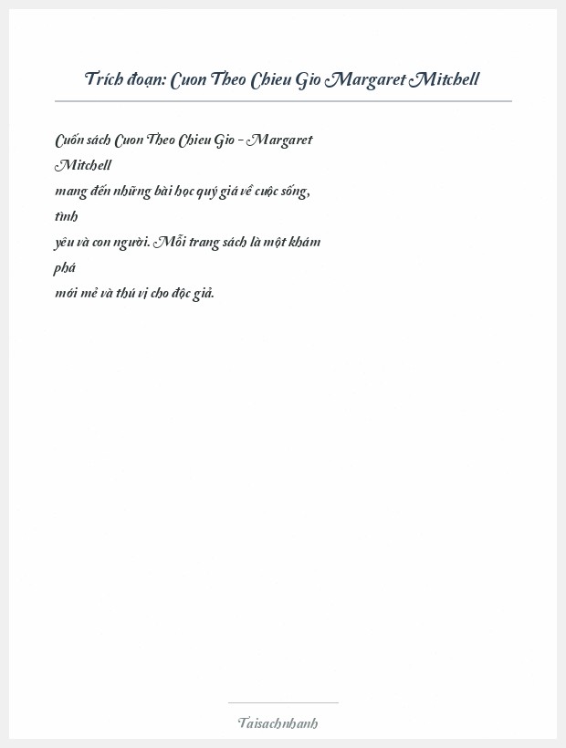 Trích đoạn Cuon Theo Chieu Gio Margaret Mitchell