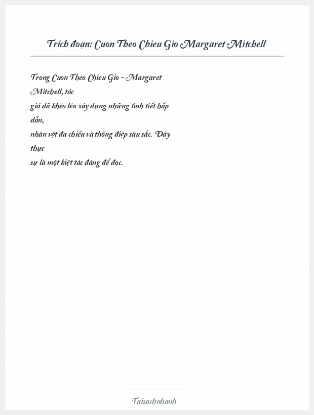 Trích đoạn Cuon Theo Chieu Gio Margaret Mitchell
