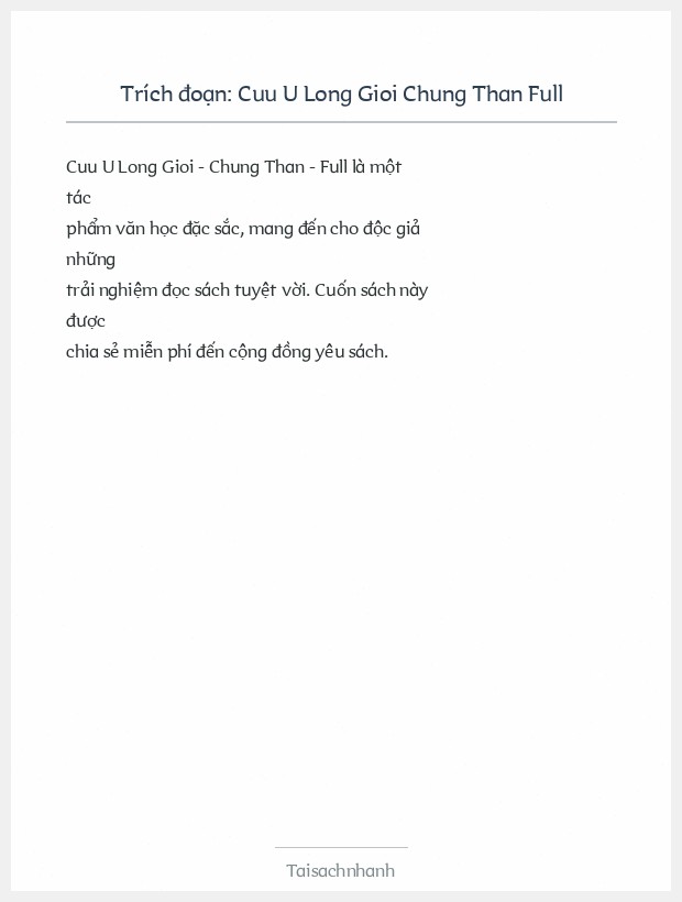 Trích đoạn Cuu U Long Gioi Chung Than Full