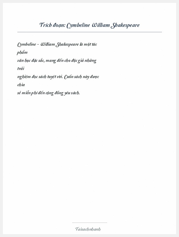Trích đoạn Cymbeline William Shakespeare