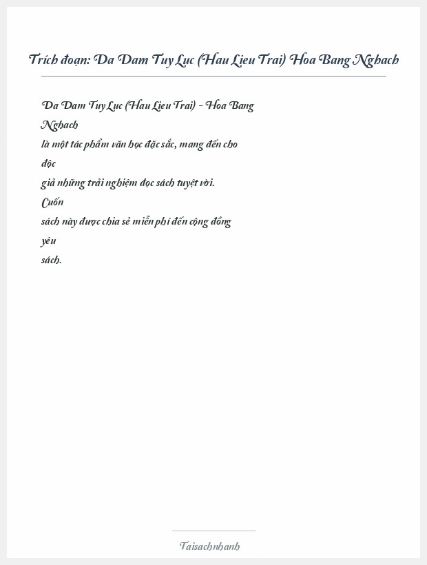 Trích đoạn Da Dam Tuy Luc (Hau Lieu Trai) Hoa Bang Nghach