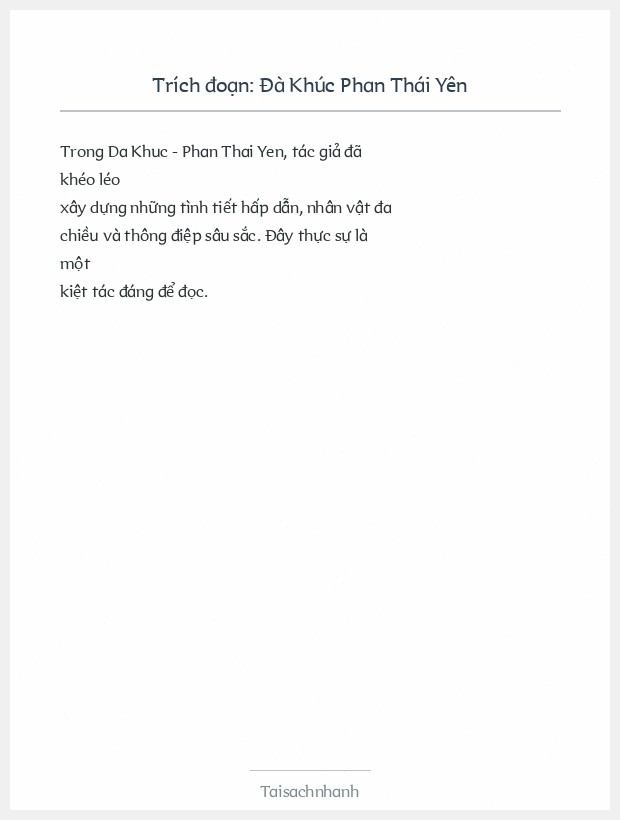 Trích đoạn Đà Khúc Phan Thái Yên