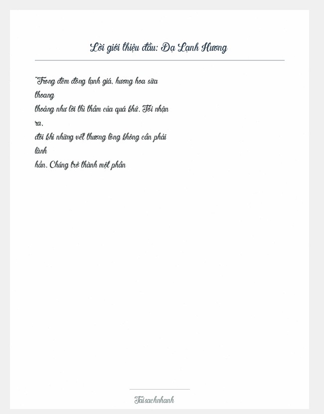 Trích đoạn Dạ Lạnh Hương