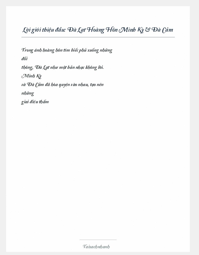 Trích đoạn Đà Lạt Hoàng Hôn Minh Kỳ & Đà Cảm