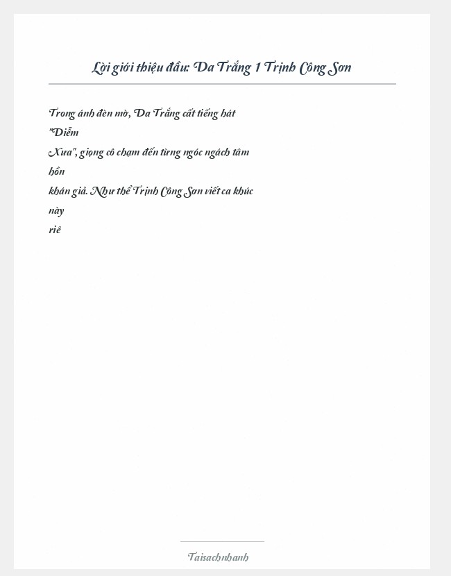 Trích đoạn Da Trắng 1 Trịnh Công Sơn