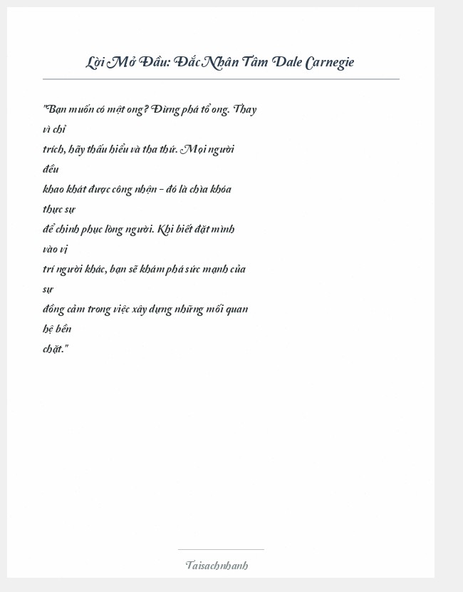 Trích đoạn Đắc Nhân Tâm Dale Carnegie