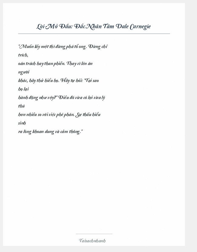 Trích đoạn Đắc Nhân Tâm Dale Carnegie