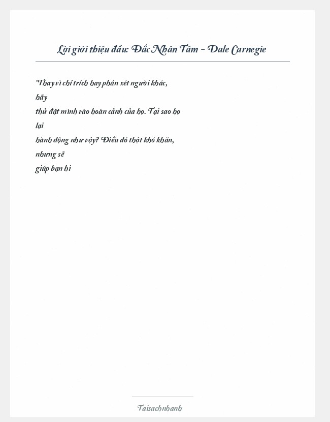 Trích đoạn Đắc Nhân Tâm - Dale Carnegie