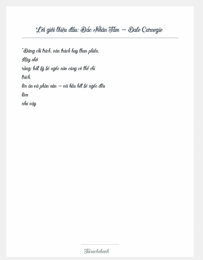 Trích đoạn Đắc Nhân Tâm - Dale Carnegie