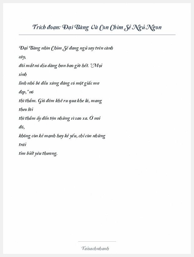 Trích đoạn Đại Bàng Và Con Chim Sẻ Ngủ Ngon