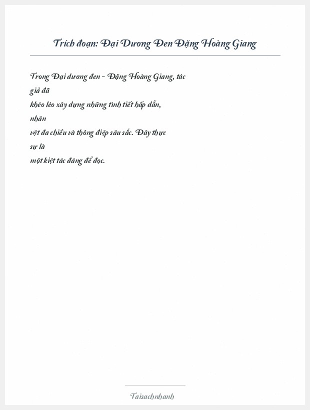 Trích đoạn Đại Dương Đen Đặng Hoàng Giang