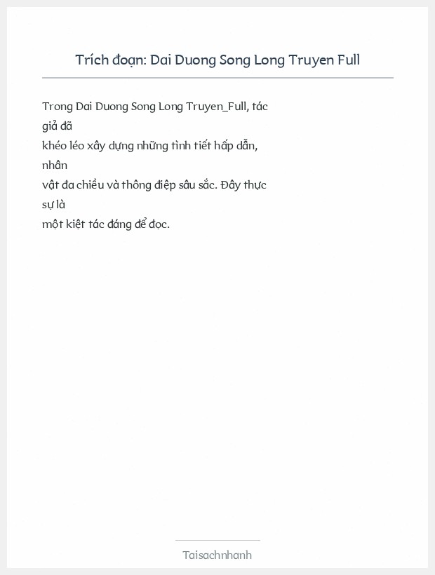 Trích đoạn Dai Duong Song Long Truyen Full