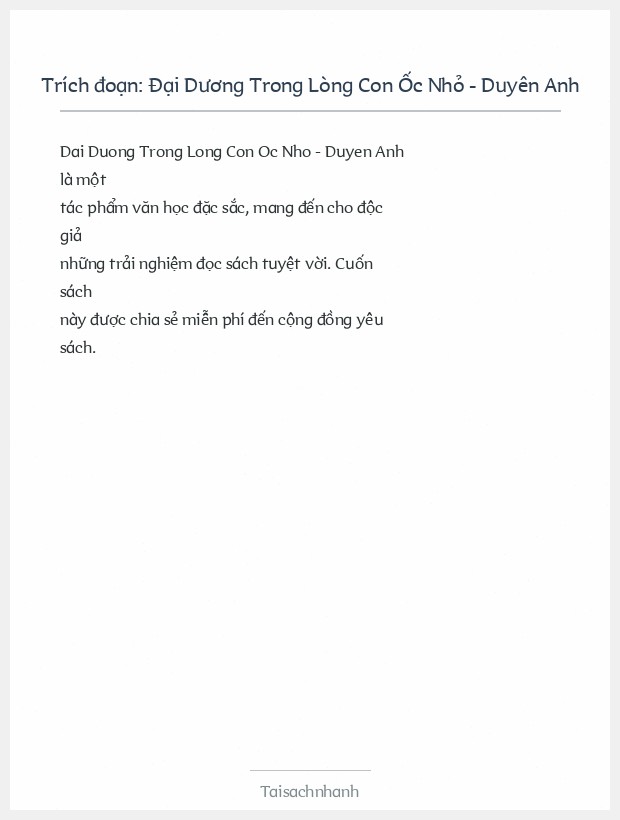 Trích đoạn Đại Dương Trong Lòng Con Ốc Nhỏ - Duyên Anh
