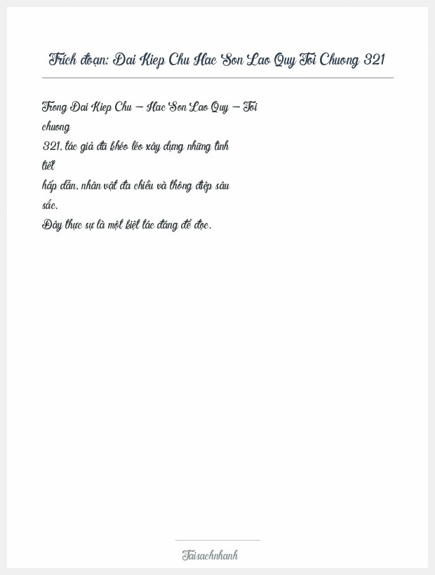 Trích đoạn Dai Kiep Chu Hac Son Lao Quy Toi Chuong 321