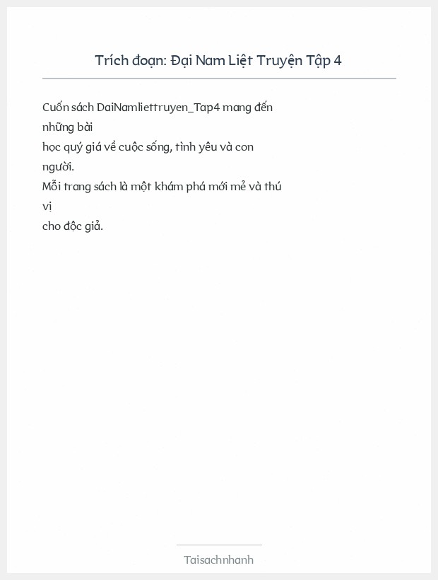 Trích đoạn Đại Nam Liệt Truyện Tập 4