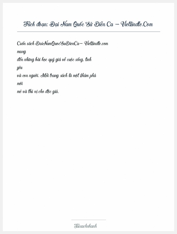 Trích đoạn Đại Nam Quốc Sử Diễn Ca - Vietkindle.Com