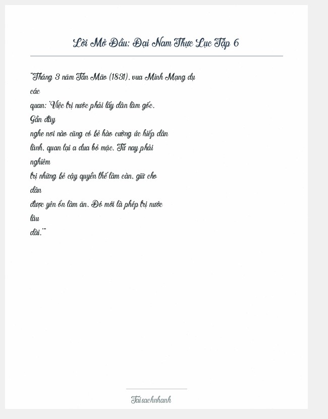Trích đoạn Đại Nam Thực Lục Tập 6