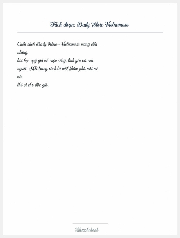 Trích đoạn Daily Stoic Vietnamese