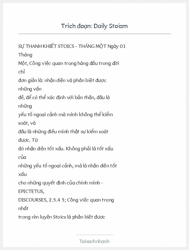 Trích đoạn Daily Stoism