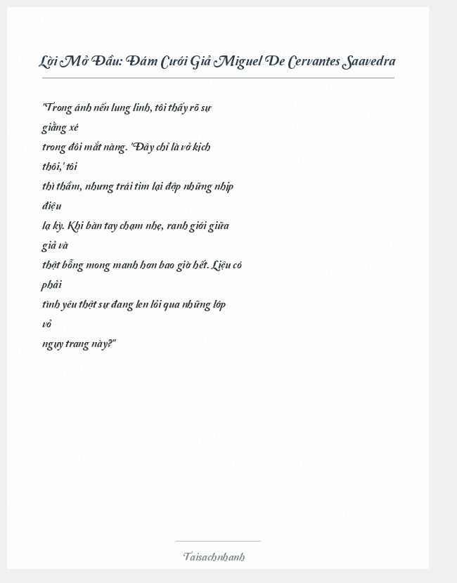 Trích đoạn Đám Cưới Giả Miguel De Cervantes Saavedra