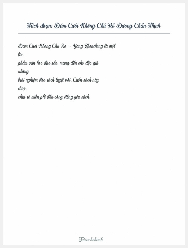 Trích đoạn Đám Cưới Không Chú Rể Dương Chấn Thịnh