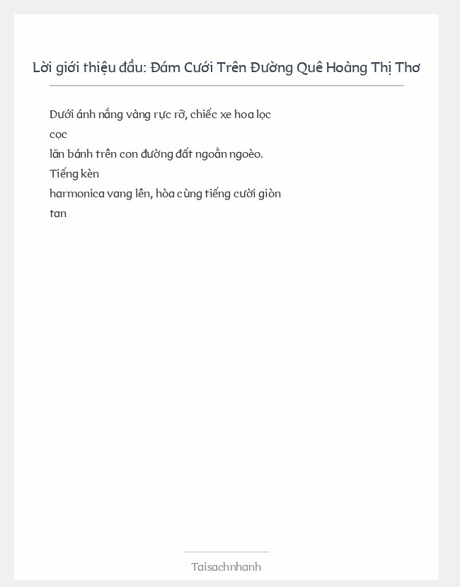 Trích đoạn Đám Cưới Trên Đường Quê Hoàng Thị Thơ