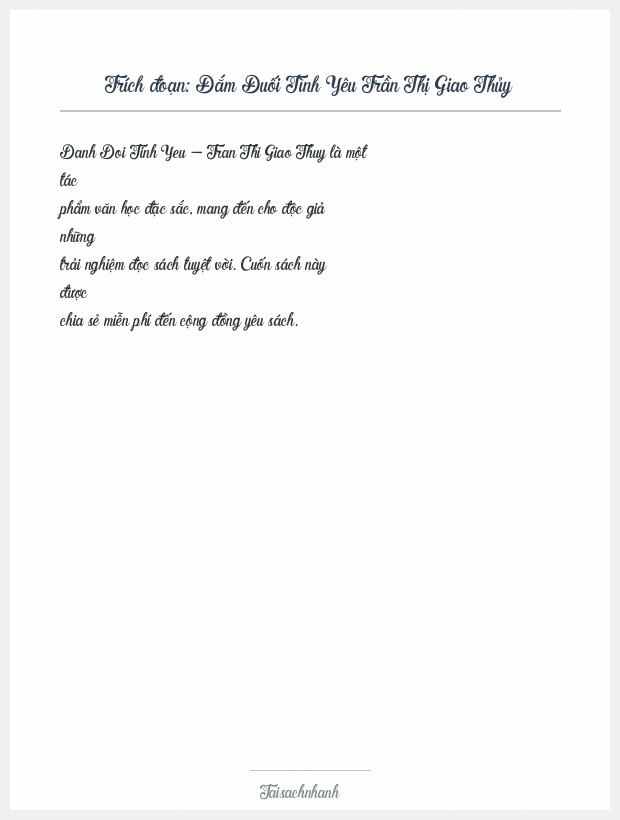 Trích đoạn Đắm Đuối Tình Yêu Trần Thị Giao Thủy