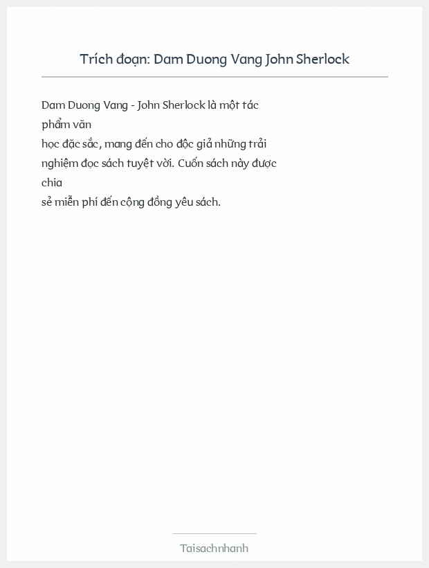 Trích đoạn Dam Duong Vang John Sherlock