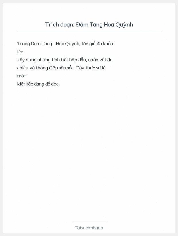 Trích đoạn Đám Tang Hoa Quỳnh
