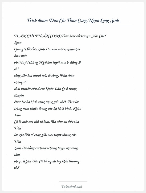 Trích đoạn Dan Chi Than Cong Ngoa Long Sinh