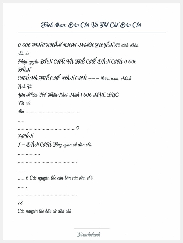 Trích đoạn Dân Chủ Và Thể Chế Dân Chủ