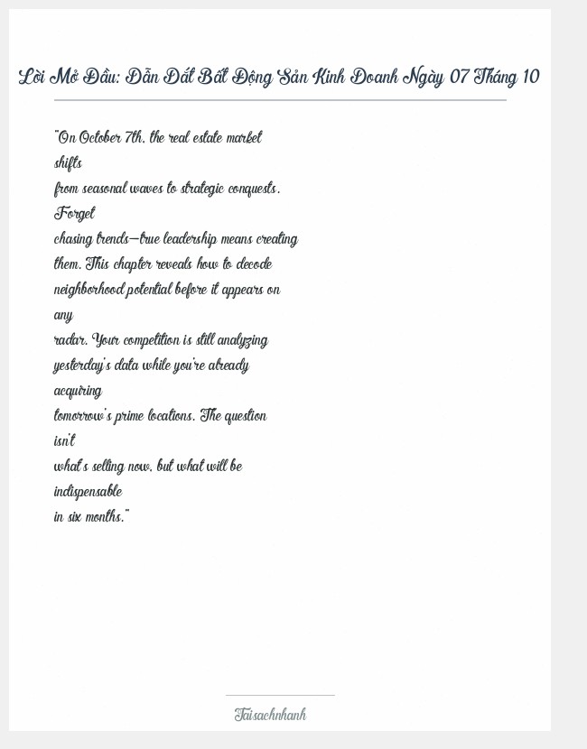 Trích đoạn Dẫn Dắt Bất Động Sản Kinh Doanh Ngày 07 Tháng 10
