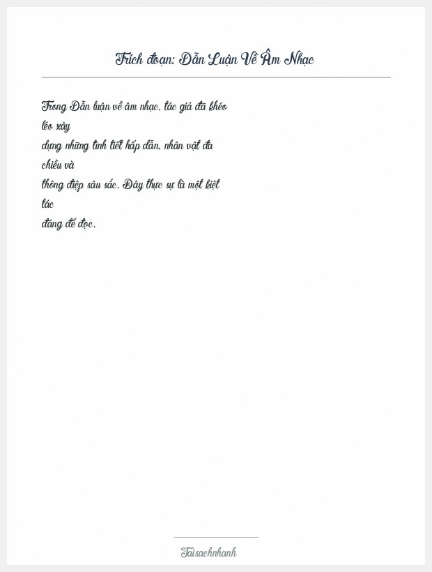 Trích đoạn Dẫn Luận Về Âm Nhạc