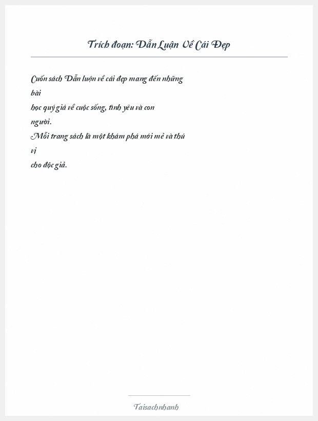 Trích đoạn Dẫn Luận Về Cái Đẹp