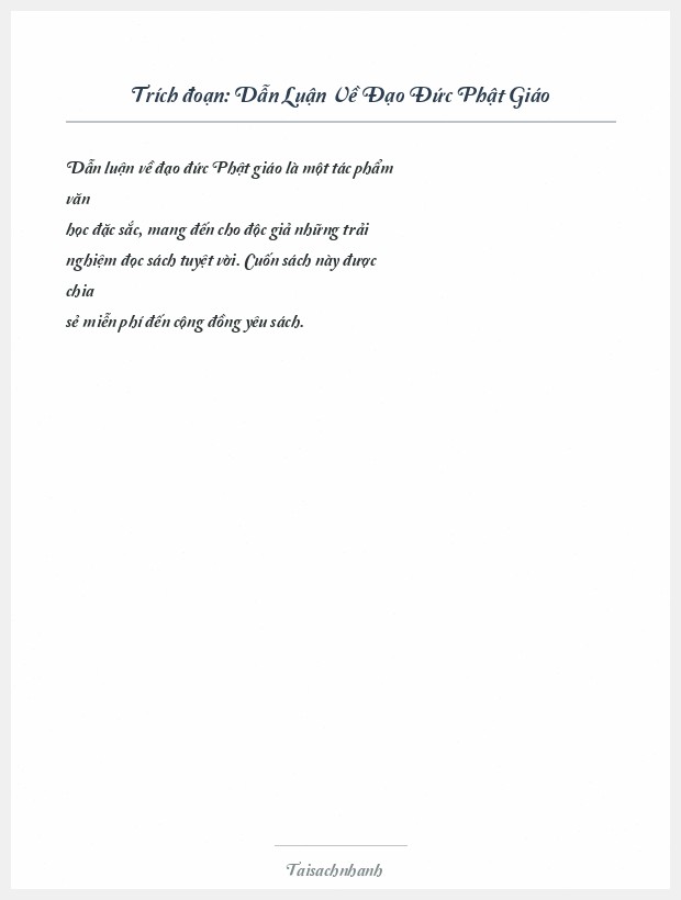 Trích đoạn Dẫn Luận Về Đạo Đức Phật Giáo