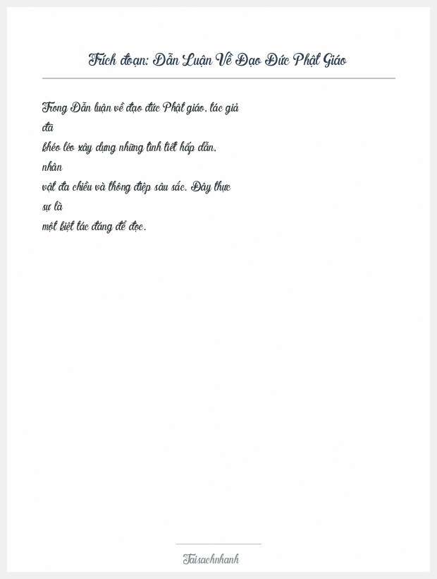 Trích đoạn Dẫn Luận Về Đạo Đức Phật Giáo