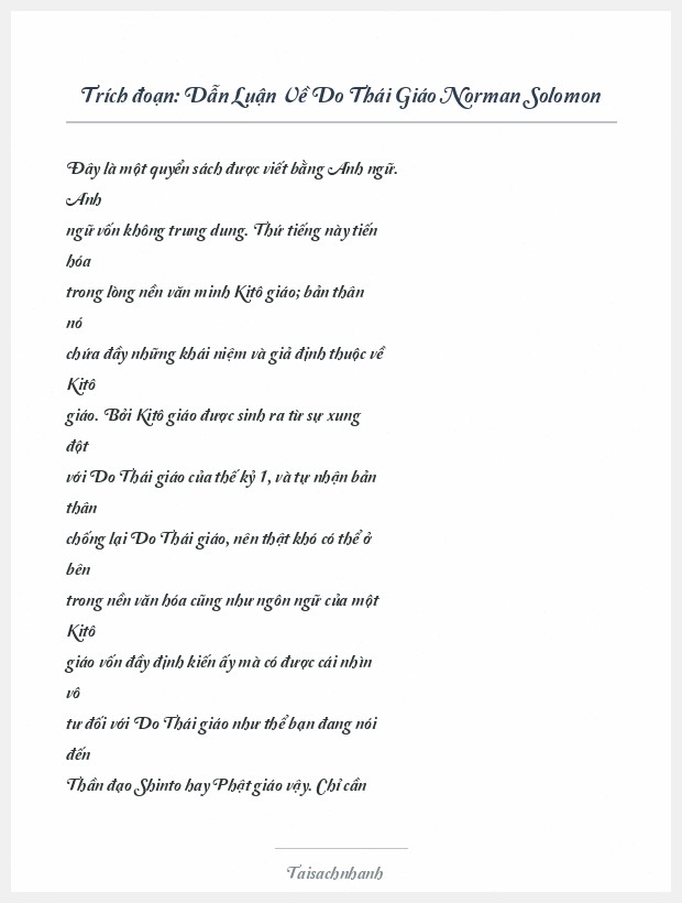 Trích đoạn Dẫn Luận Về Do Thái Giáo Norman Solomon