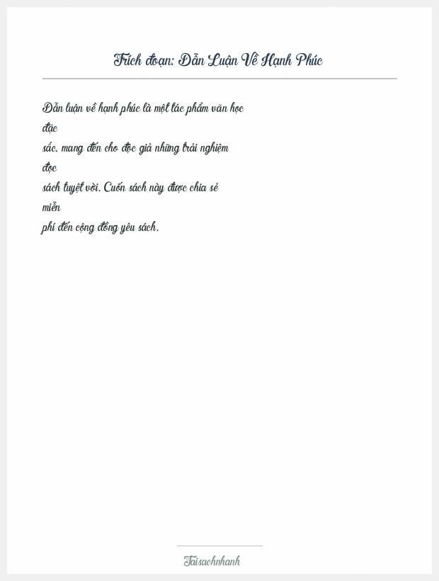Trích đoạn Dẫn Luận Về Hạnh Phúc
