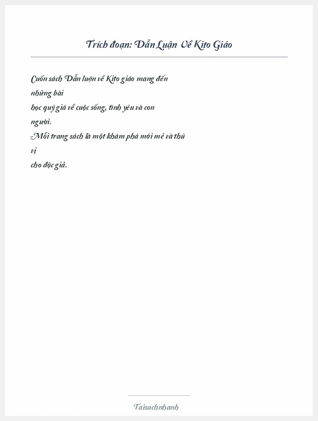 Trích đoạn Dẫn Luận Về Kito Giáo