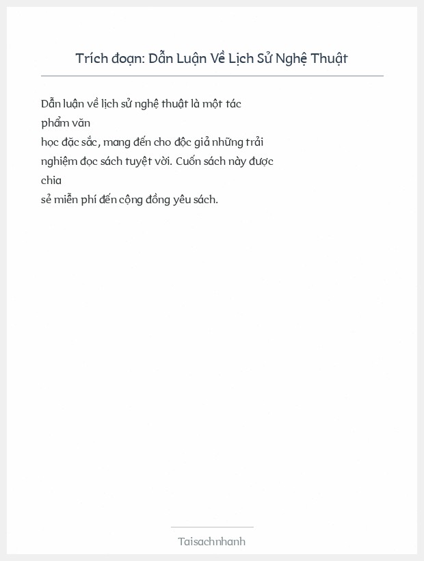 Trích đoạn Dẫn Luận Về Lịch Sử Nghệ Thuật