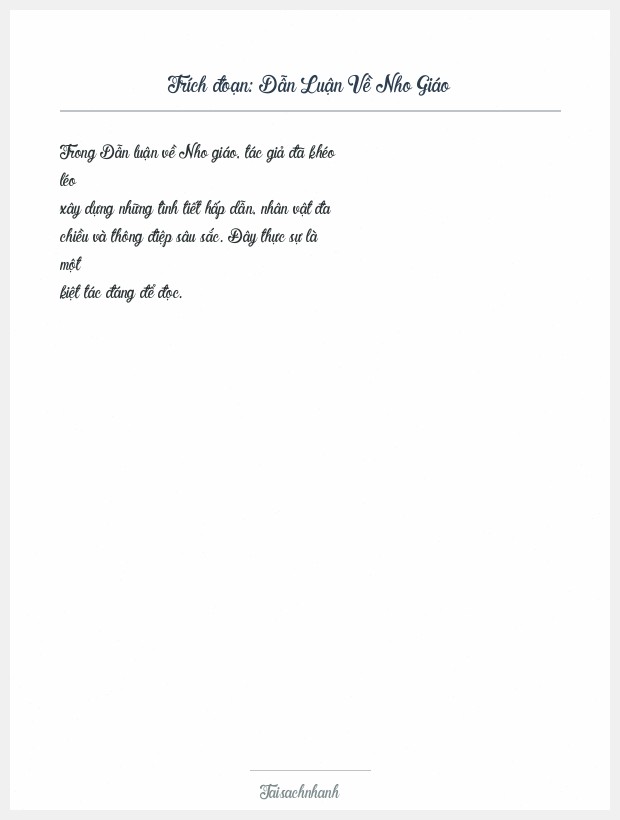 Trích đoạn Dẫn Luận Về Nho Giáo