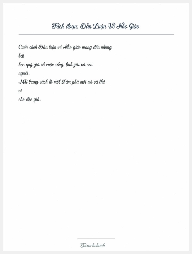 Trích đoạn Dẫn Luận Về Nho Giáo