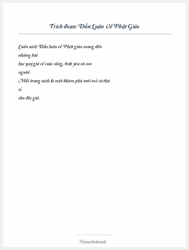Trích đoạn Dẫn Luận Về Phật Giáo