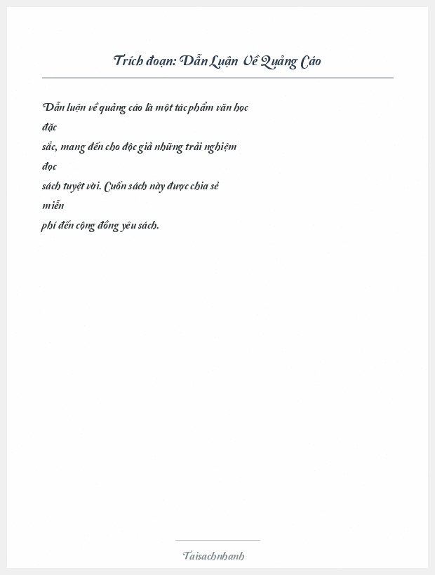 Trích đoạn Dẫn Luận Về Quảng Cáo